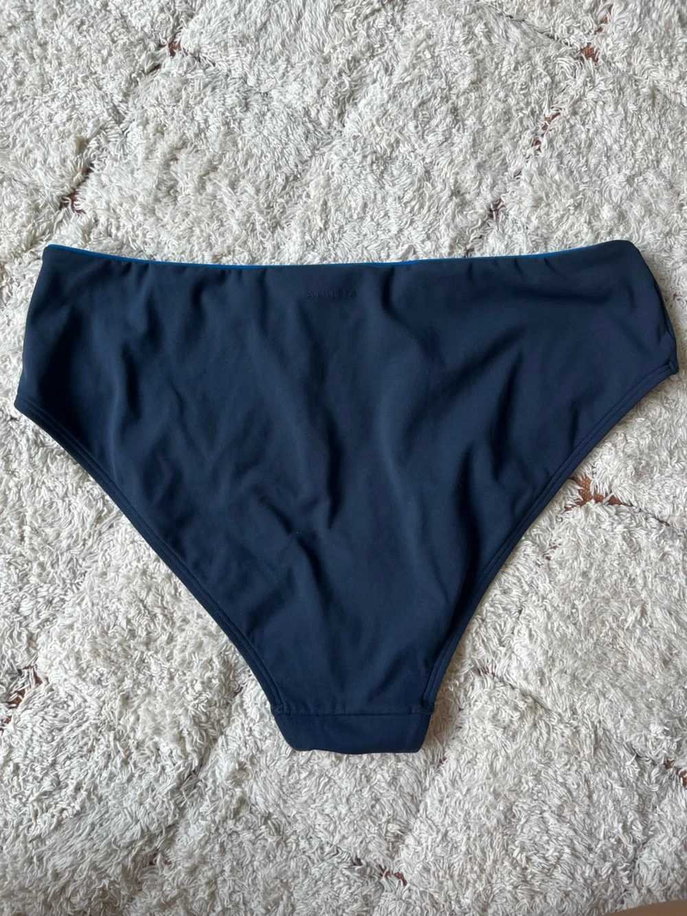 Athleta High Waist Cheeky Tipped Swim Bottom in Color Eclipse/Breaker, Size L